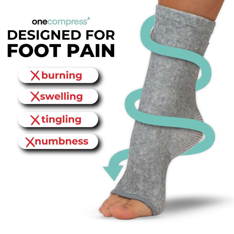Gray bamboo compression foot sleeve showing foot support areas