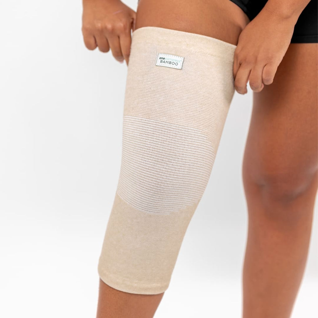 Cream bamboo knee compression sleeve